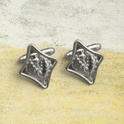 Thistle Cufflinks, Handcast Pewter Cufflinks, Polished Finish