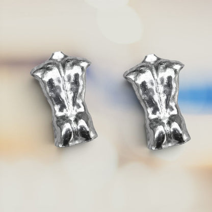 Male Torso Cufflinks (Rear View), Handcast Pewter Cufflinks, Polished Finish