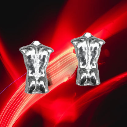 Male Torso Cufflinks (Rear View), Handcast Pewter Cufflinks, Polished Finish