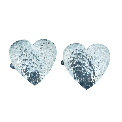 Hammered Heart Cufflinks (Medium Design), Handcast Pewter Cufflinks, Polished Finish