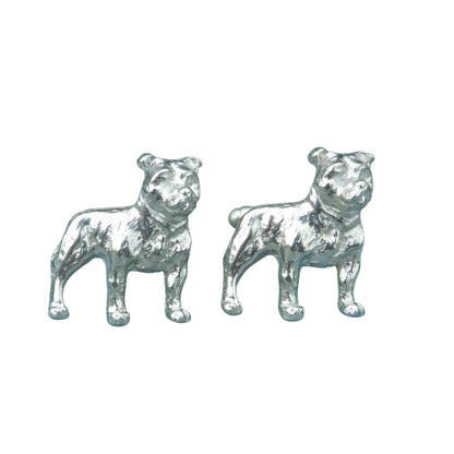 Bulldog Cufflinks, Handcast Pewter Cufflinks, Polished Finish
