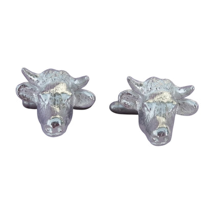 Bull Head Cufflinks, Handcast Pewter Cufflinks, Polished Finish