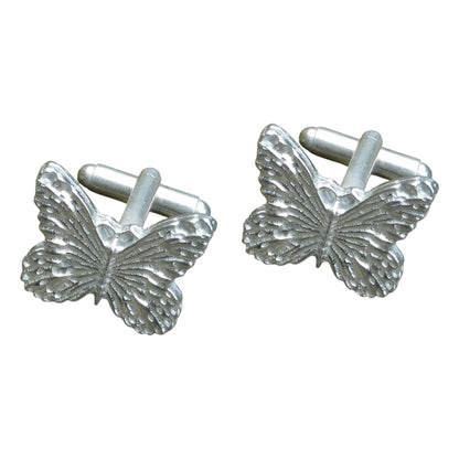 Butterfly Cufflinks, Handcast Pewter Cufflinks, Polished Finish