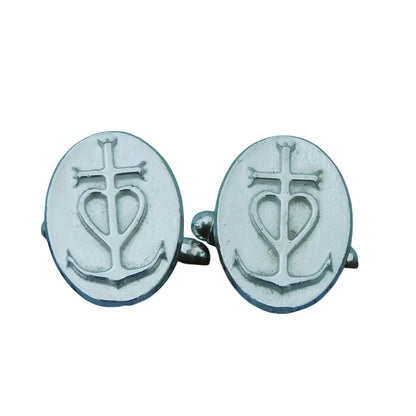 Camargue Cross Cufflinks, Handcast Pewter Cufflinks, Polished Finish