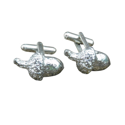Acorn Cufflinks (Hand-Carved Design), Handcast Pewter Cufflinks, Polished Finish