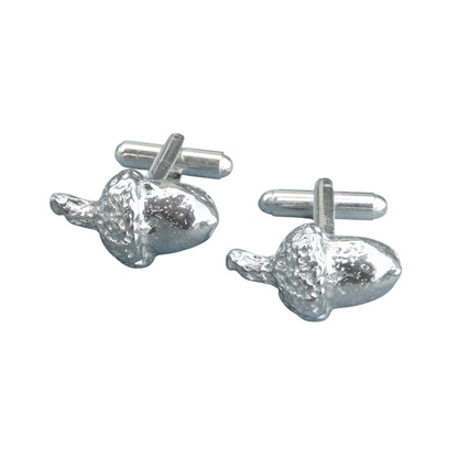 Acorn Cufflinks (Hand-Carved Design), Handcast Pewter Cufflinks, Polished Finish