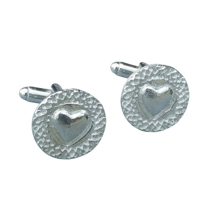 Celtic Heart Cufflinks, Handcast Pewter Cufflinks, Polished Finish