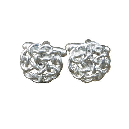Circular Celtic Knot Cufflinks, Handcast Pewter Cufflinks, Polished Finish