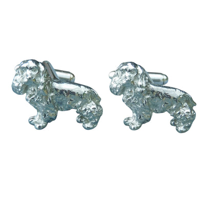 Cocker Spaniel Cufflinks, Handcast Pewter Cufflinks, Polished Finish