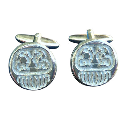 Daruma Cufflinks, Handcast Pewter Cufflinks, Polished Finish