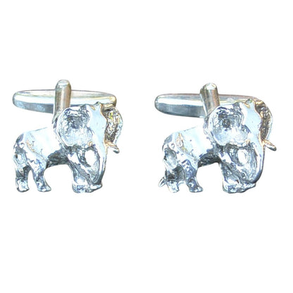 Elephant Cufflinks, Handcast Pewter Cufflinks, Polished Finish