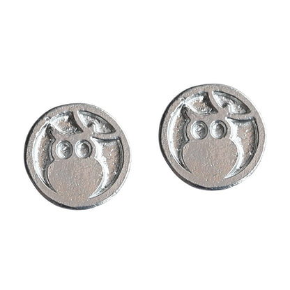 Owl and Moon Cufflinks, Handcast Pewter Cufflinks, Polished Finish