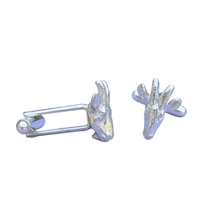 Goat Cufflinks (Small Design), Handcast Pewter Cufflinks, Polished Finish