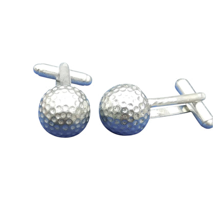 Golf Ball Cufflinks, Handcast Pewter Cufflinks, Polished Finish