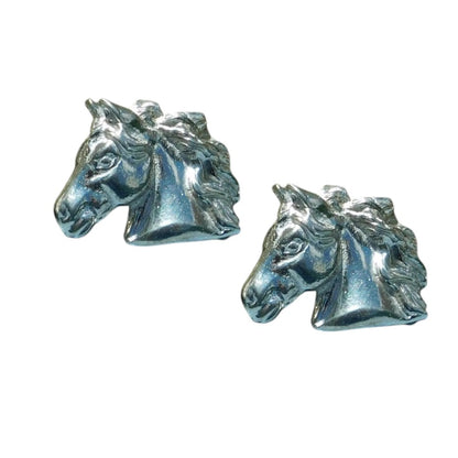 Horse Head Cufflinks, Handcast Pewter Cufflinks, Polished Finish