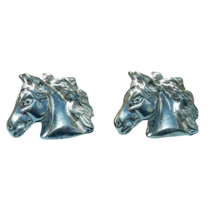 Horse Head Cufflinks, Handcast Pewter Cufflinks, Polished Finish