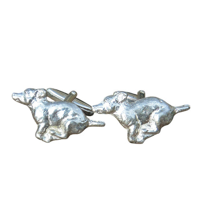 Jack Russell Cufflinks, Handcast Pewter Cufflinks, Polished Finish