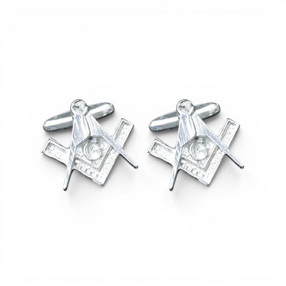 Masonic Cufflinks (Square and Compass with G), Handcast Pewter Cufflinks, Polished Finish