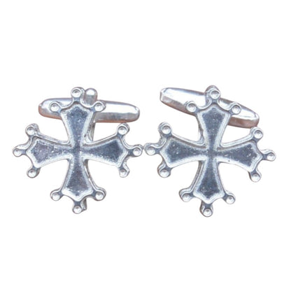 Occitan Cross Cufflinks, Handcast Pewter Cufflinks, Polished Finish