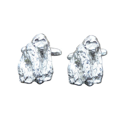 Orangutan Cufflinks, Handcast Pewter Cufflinks, Polished Finish