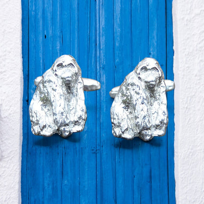 Orangutan Cufflinks, Handcast Pewter Cufflinks, Polished Finish
