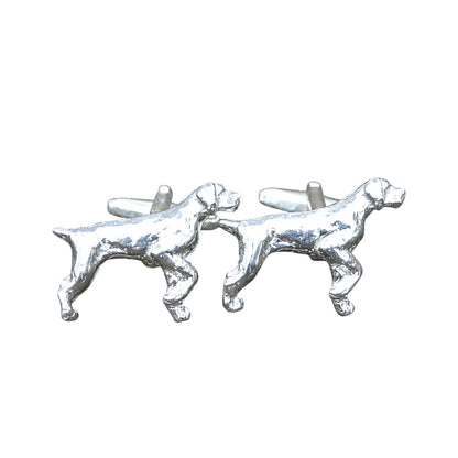 Pointer Dog Cufflinks, Handcast Pewter Cufflinks, Polished Finish