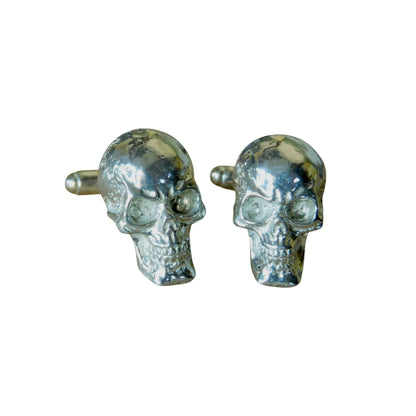 Gothic Skull Cufflinks, Handcast Pewter Cufflinks, Polished Finish