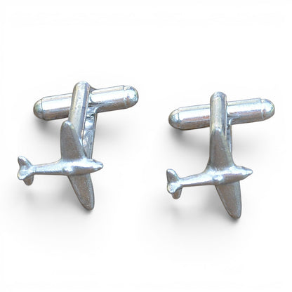 Spitfire Cufflinks, Handcast Pewter Cufflinks, Polished Finish