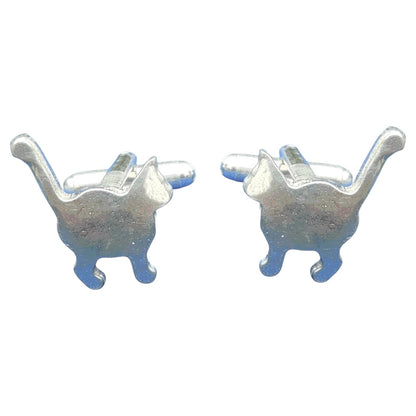 Cat Cufflinks (Standing Cat), Handcast Pewter Cufflinks, Polished Finish