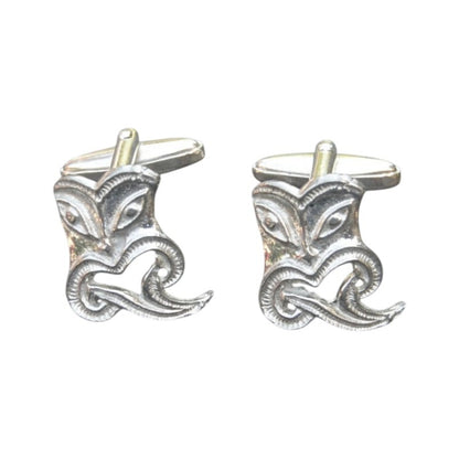 Taniwha Cufflinks, Handcast Pewter Cufflinks, Polished Finish