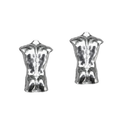 Male Torso Cufflinks (Rear View), Handcast Pewter Cufflinks, Polished Finish
