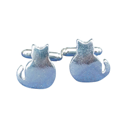 Cat Cufflinks (Pair of Cats), Handcast Pewter Cufflinks, Polished Finish