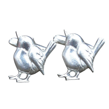 Wren Cufflinks, Handcast Pewter Cufflinks, Polished Finish