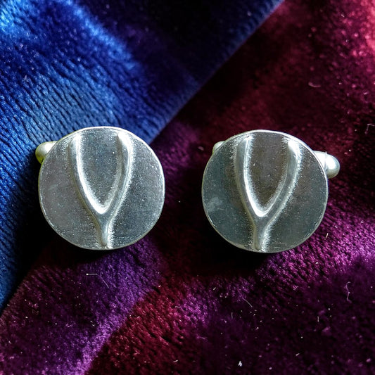 Wishbone Cufflinks, Handcast Pewter Cufflinks, Polished Finish