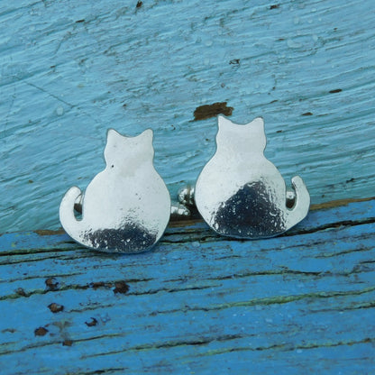 Cat Cufflinks (Pair of Cats), Handcast Pewter Cufflinks, Polished Finish