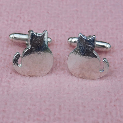 Cat Cufflinks (Pair of Cats), Handcast Pewter Cufflinks, Polished Finish
