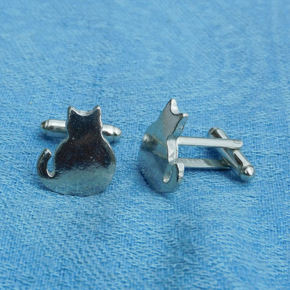 Cat Cufflinks (Pair of Cats), Handcast Pewter Cufflinks, Polished Finish