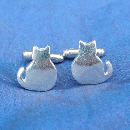 Cat Cufflinks (Pair of Cats), Handcast Pewter Cufflinks, Polished Finish