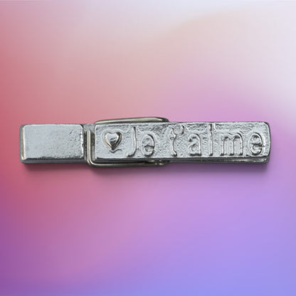 Je T’aime Clothes Peg Fridge Magnet, Pewter Clothes Peg with Heart