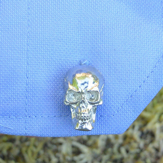 Gothic Skull Cufflinks, Handcast Pewter Cufflinks, Polished Finish