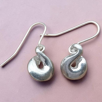 Infinity Loop Earrings, Handmade Pewter Drop Earrings, Polished Finish