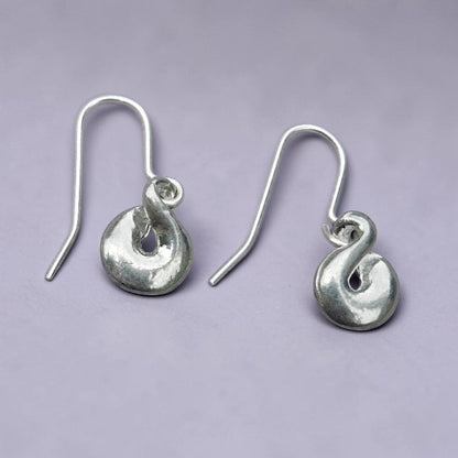 Infinity Loop Earrings, Handmade Pewter Drop Earrings, Polished Finish