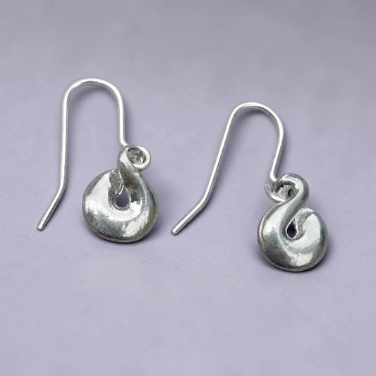 Infinity Loop Earrings, Handmade Pewter Drop Earrings, Polished Finish