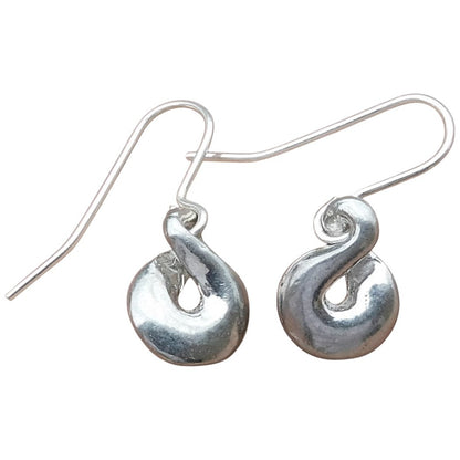Infinity Loop Earrings, Handmade Pewter Drop Earrings, Polished Finish