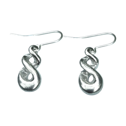 Triple Infinity Loop Earrings, Handmade Pewter Drop Earrings, Polished Finish