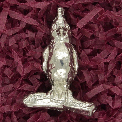 Parrot Figurine, Miniature Parrot, Bird Totem, Handmade, in Fine Pewter, by William Sturt