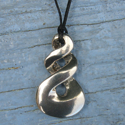Triple Infinity Loop Pendant Necklace (Chunky), Handcast Pewter Pendant on Adjustable Waxed Cord