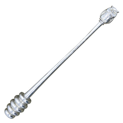 Owl Honey Dipper, Handcast, In Finest Pewter, By William Sturt