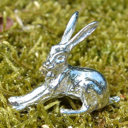 Cute Hare, Good Luck,  Handmade, in Fine Pewter, by William Sturt