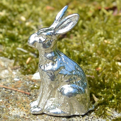 Miniature Hare Figurine, Handmade in Fine Pewter by William Sturt